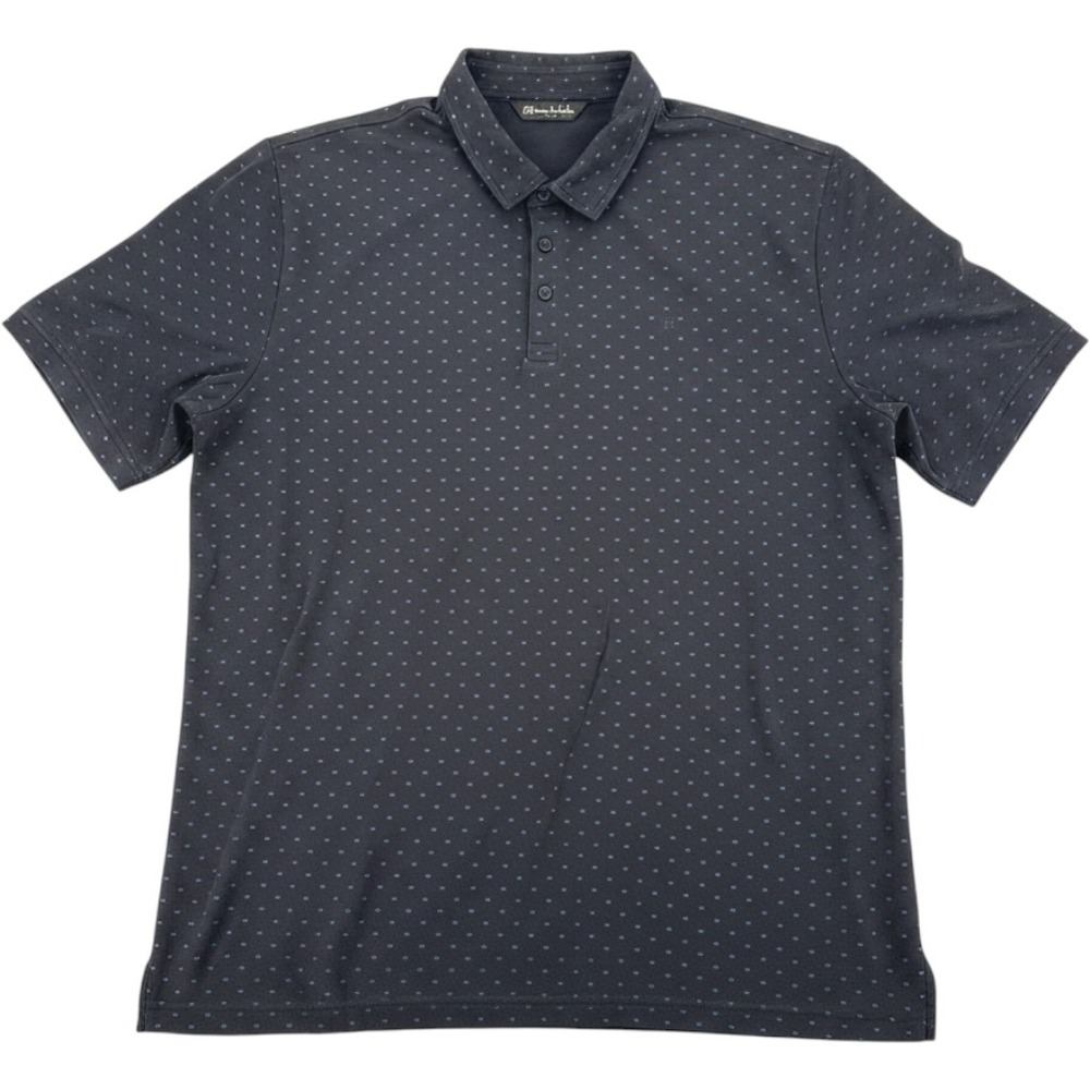 TravisMathew Polo Shirt XXXL Black Blue Geometric Print Short Sleeve Golf Top